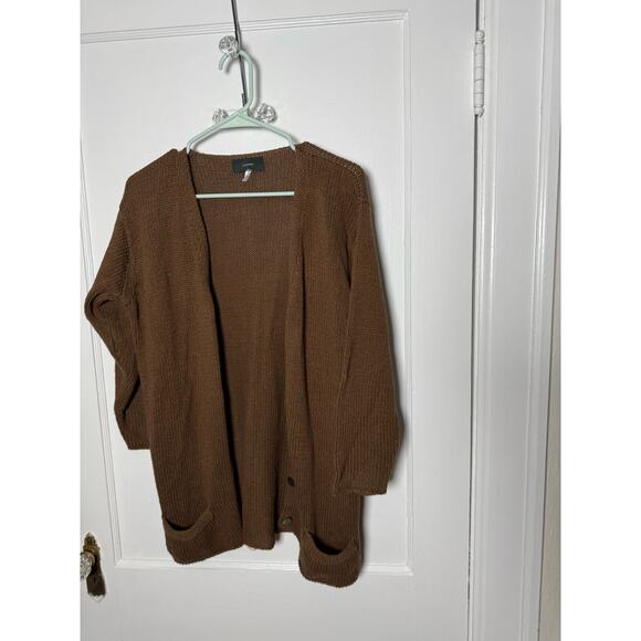Vintage Zanone Silk Slouchy Oversized Brown Cardigan Sweater Women's Medium - Picture 2 of 7